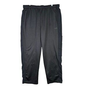 Mens Oakley Black Athletic Pants 100% Polyester Drawstring Elastic Waist XXL